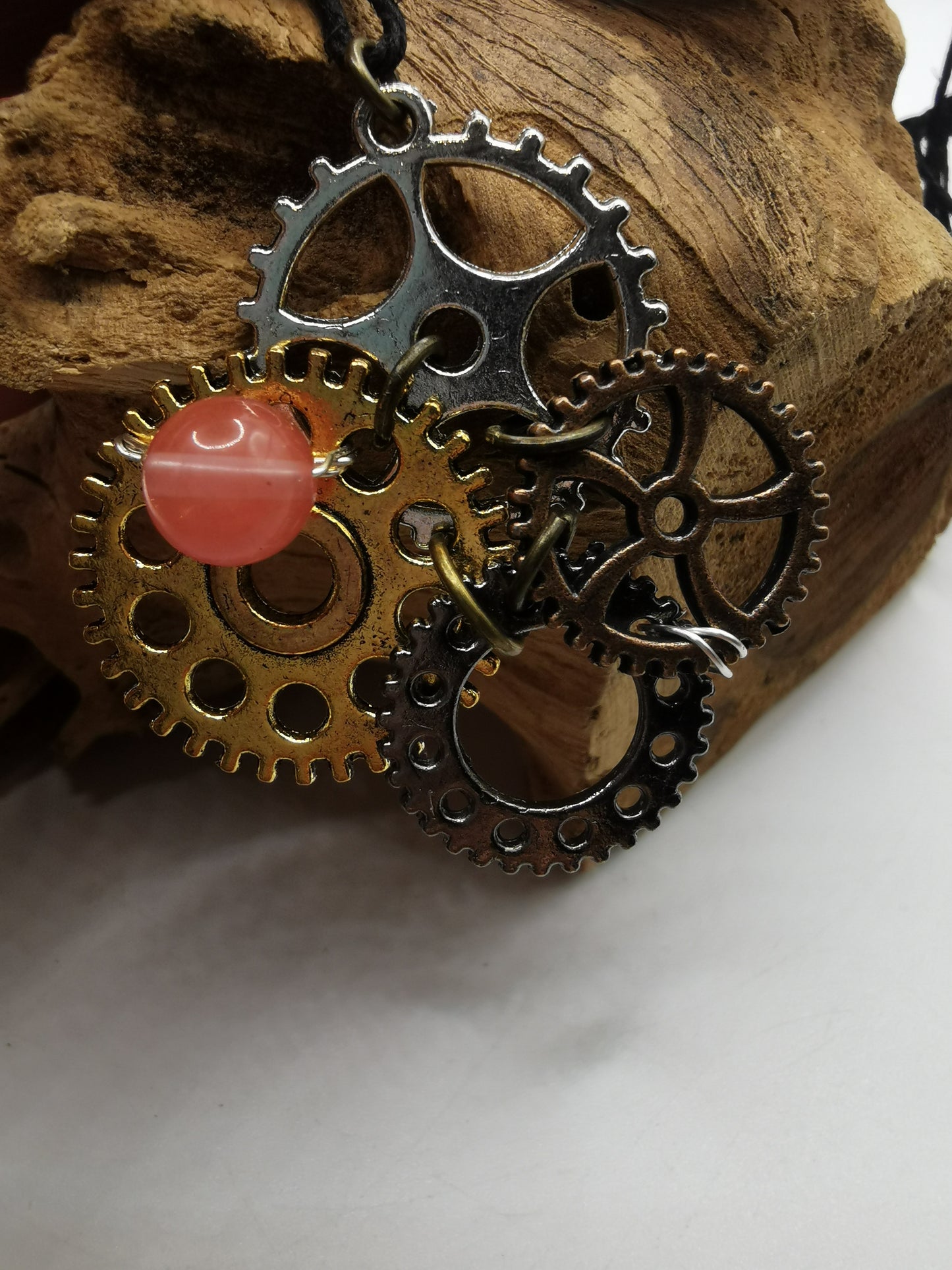 Steampunk Cherry Quartz Pendant