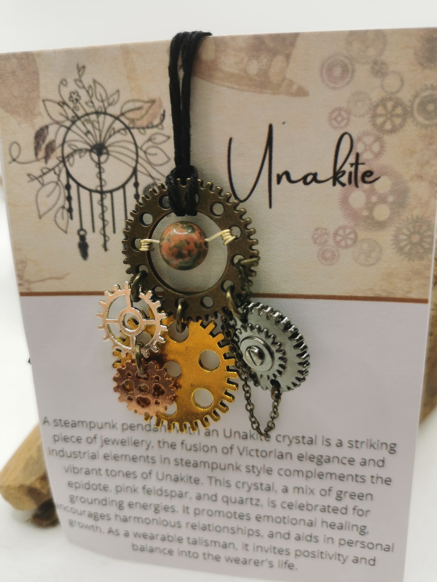 Steampunk Unakite Pendant