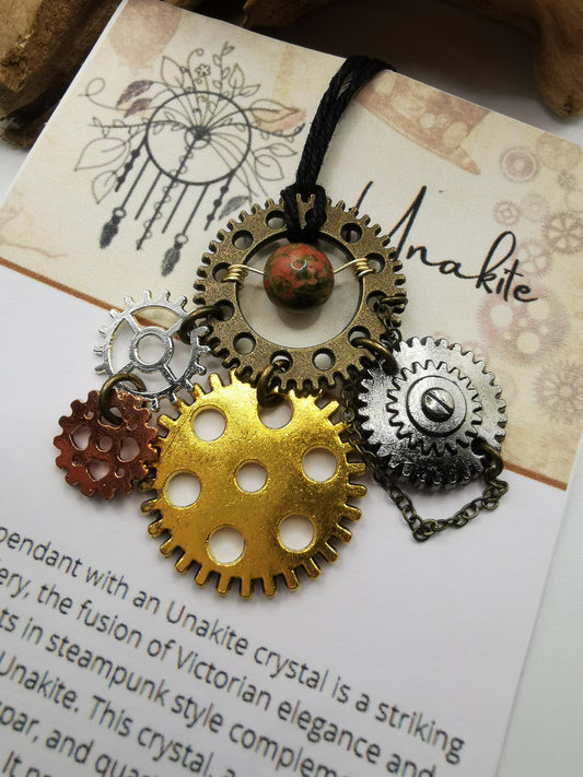 Steampunk Unakite Pendant