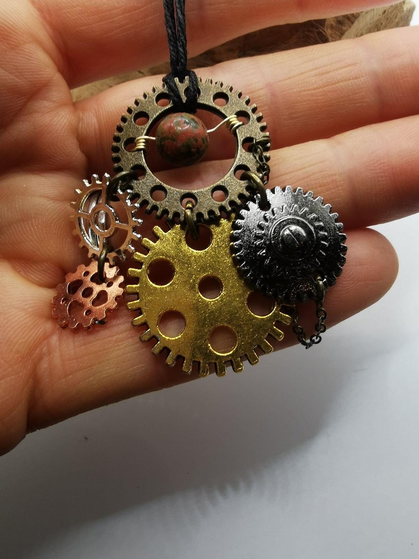 Steampunk Unakite Pendant