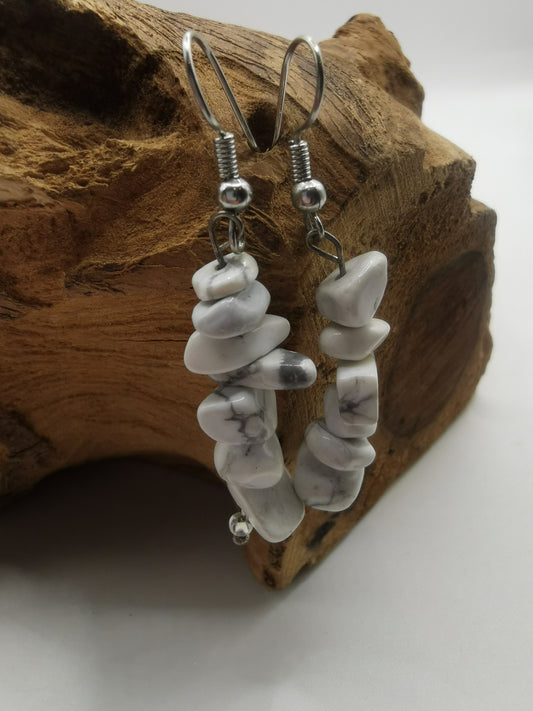 Howlite Crystal Chip Earrings