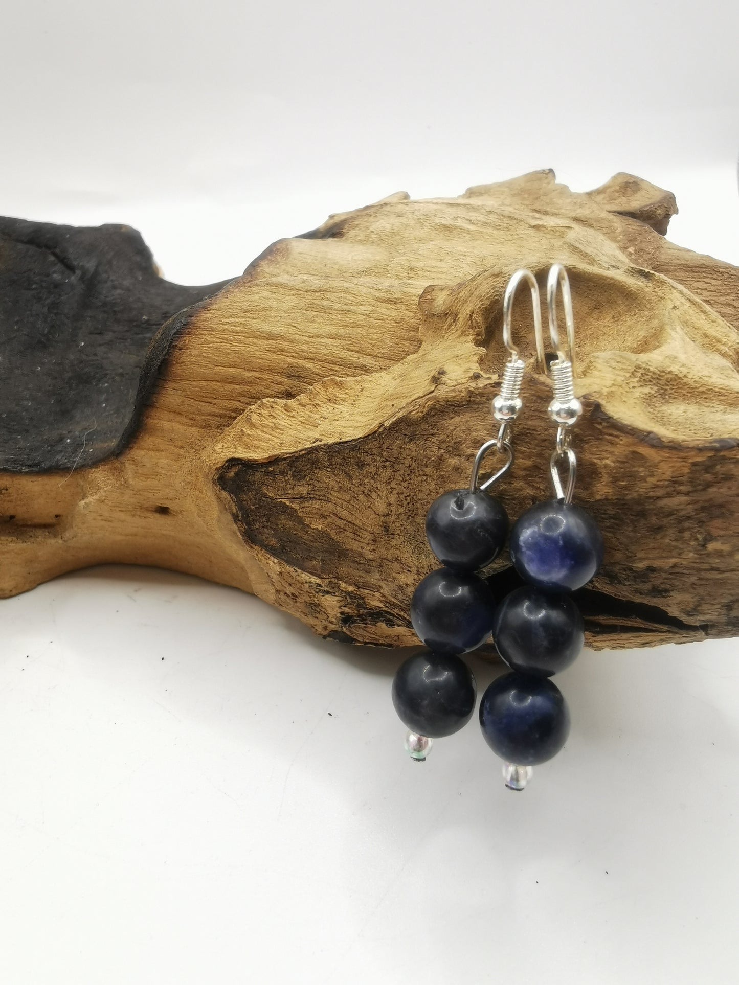 Sodalite Triple Bead Earrings