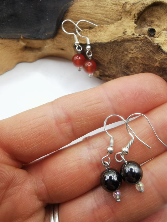 Hematite Single Bead Earrings