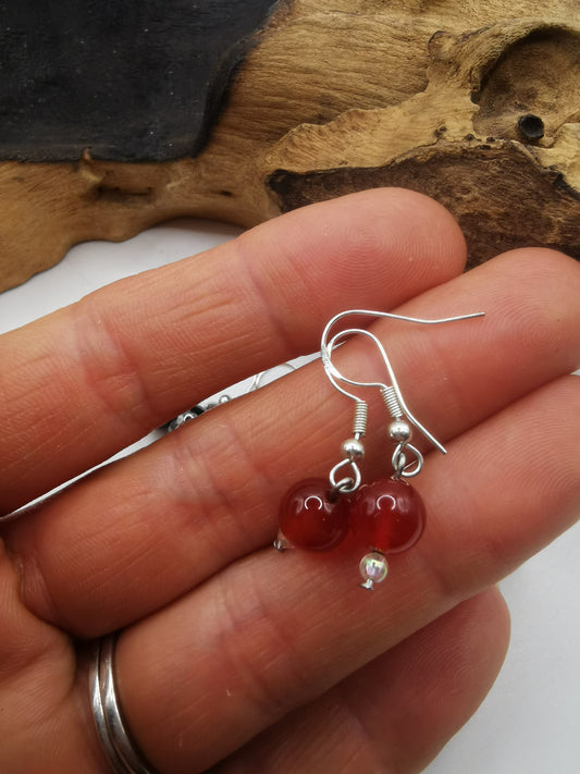 Carnelian Single Bead Earrings