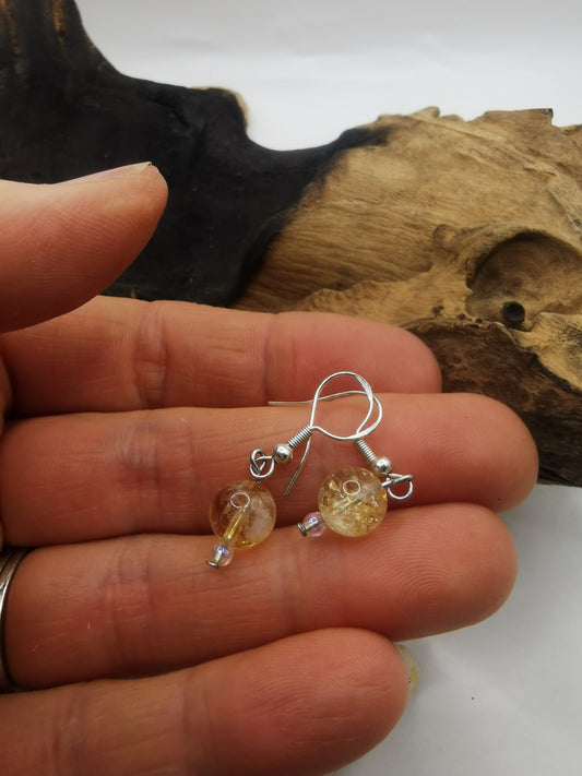 Citrine Single Bead Earrings