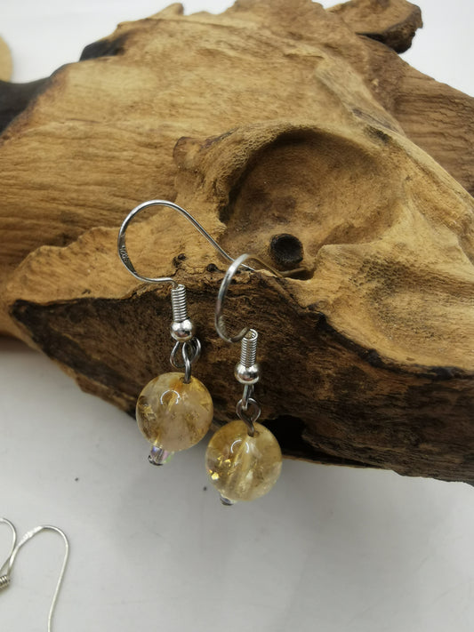 Citrine Single Bead Earrings