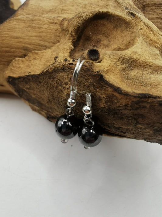 Hematite Single Bead Earrings