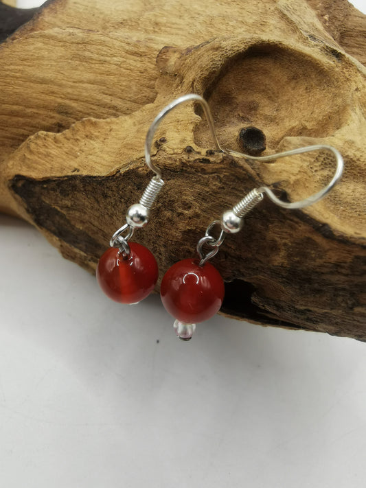 Carnelian Single Bead Earrings