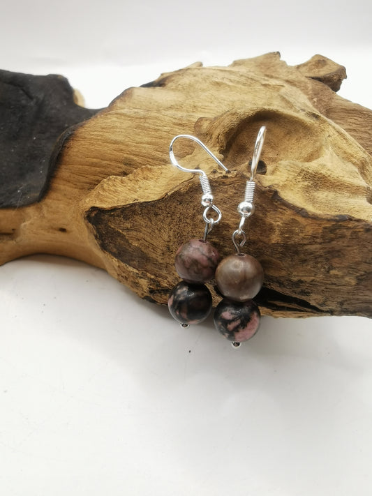 Rhondonite Double Bead Earrings