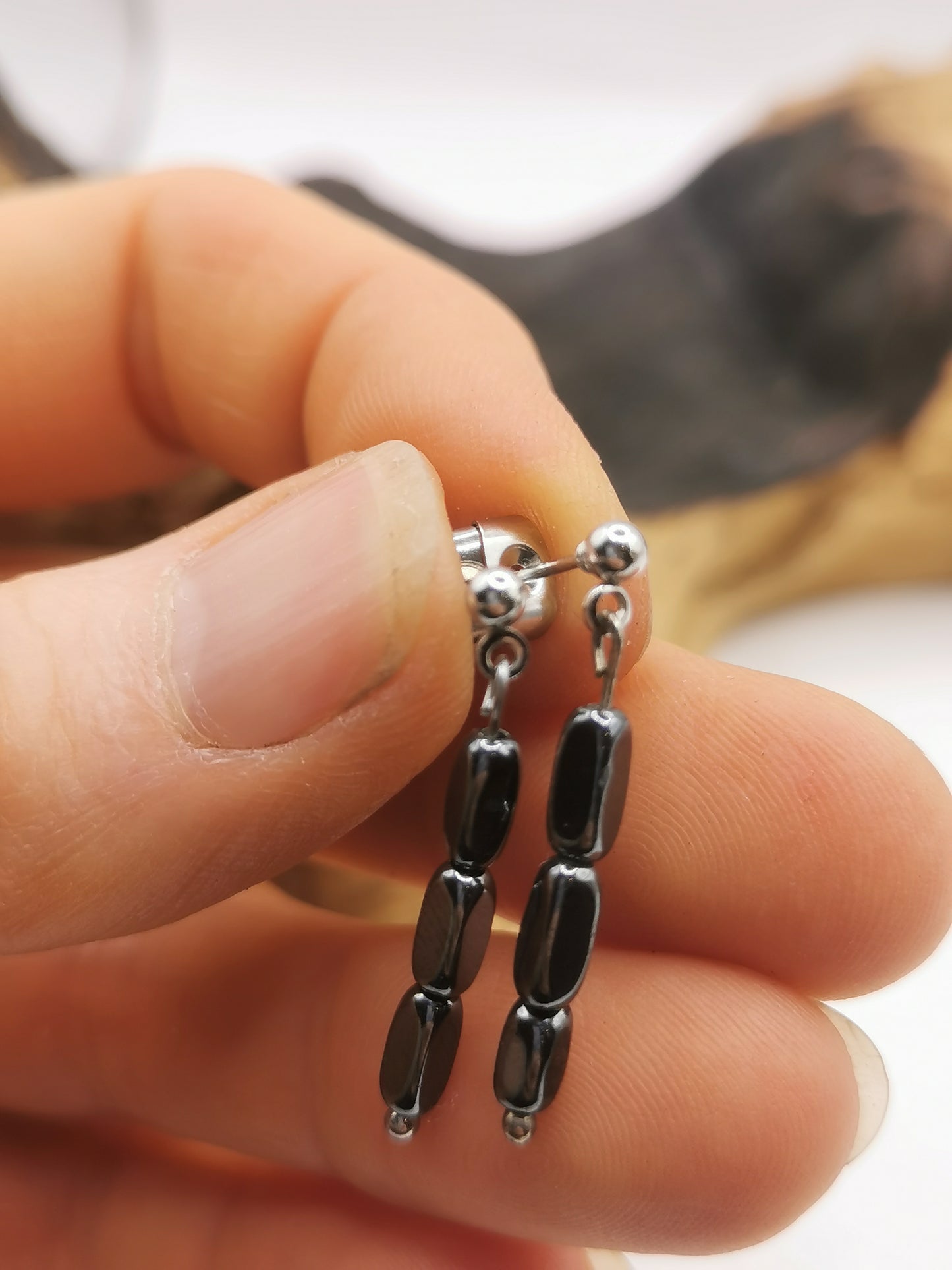 Hematite Mini Bead Earrings