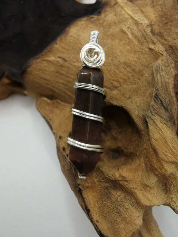Rhodonite Point Crystal Pendant