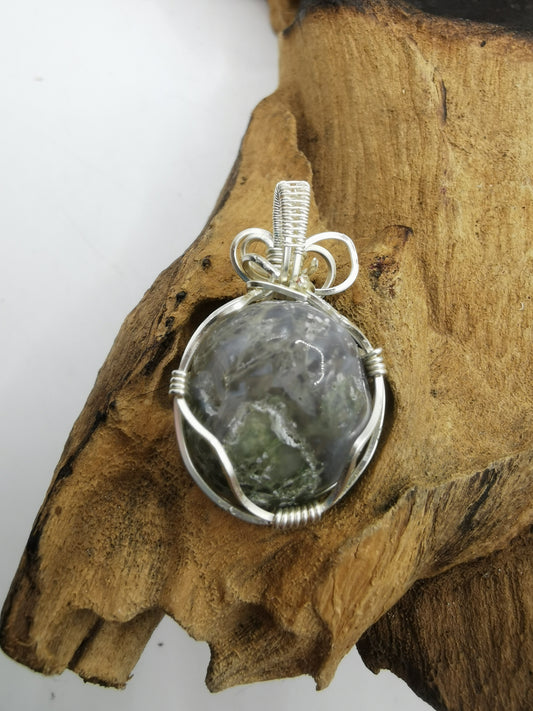 Moss Agate Crystal Pendant