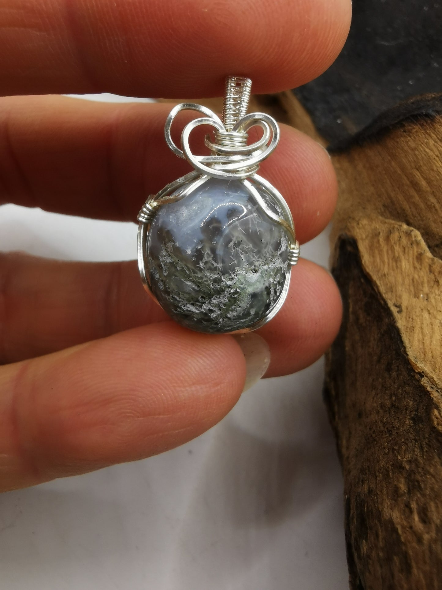 Moss Agate Crystal Pendant