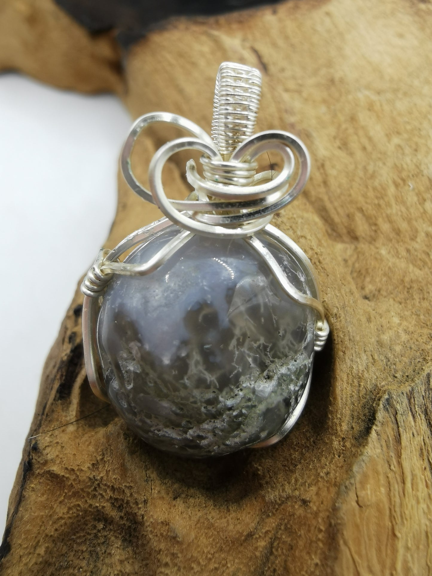 Moss Agate Crystal Pendant