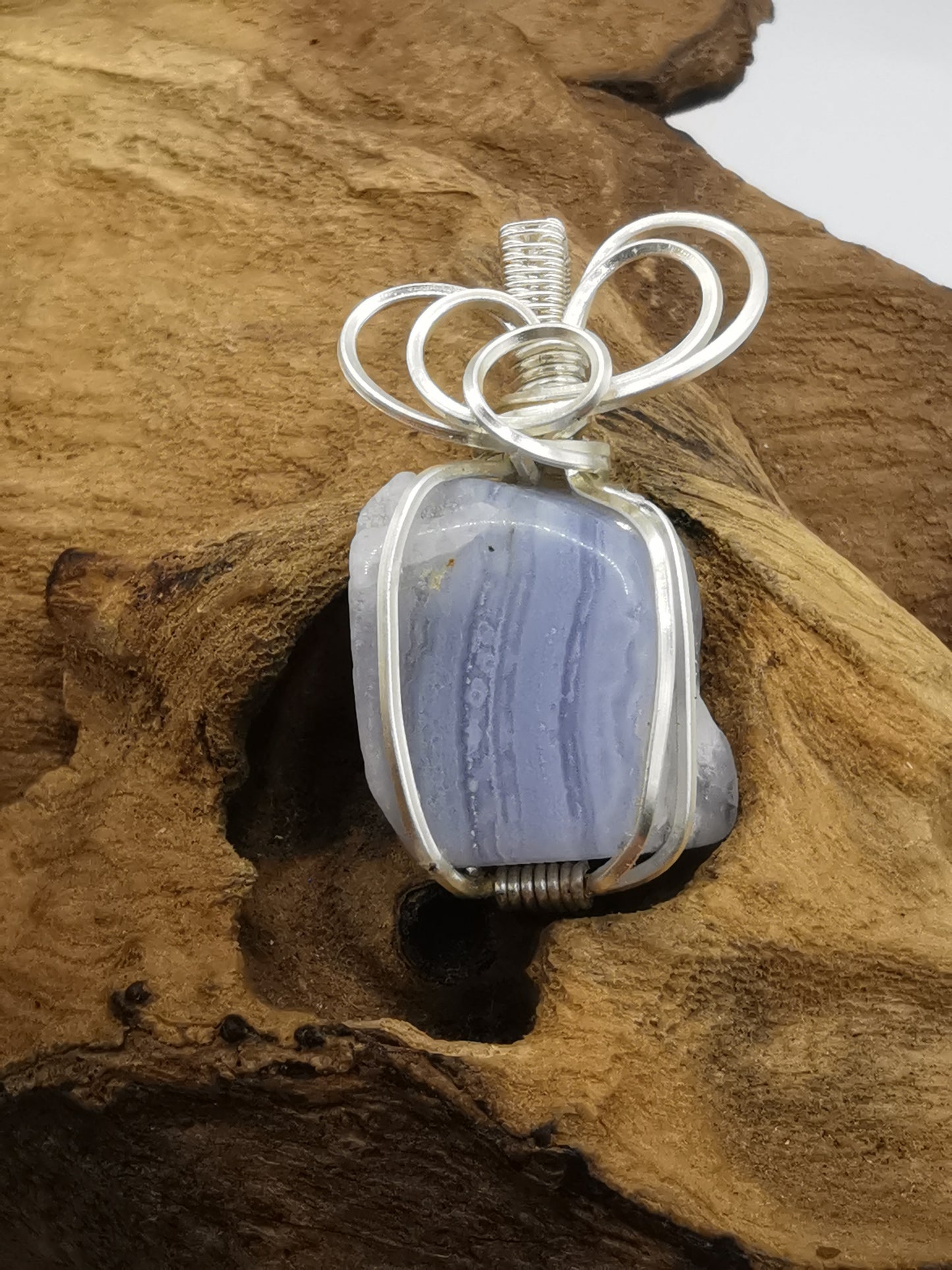 Blue Lace Agate Crystal Pendant