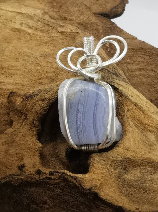 Blue Lace Agate Crystal Pendant