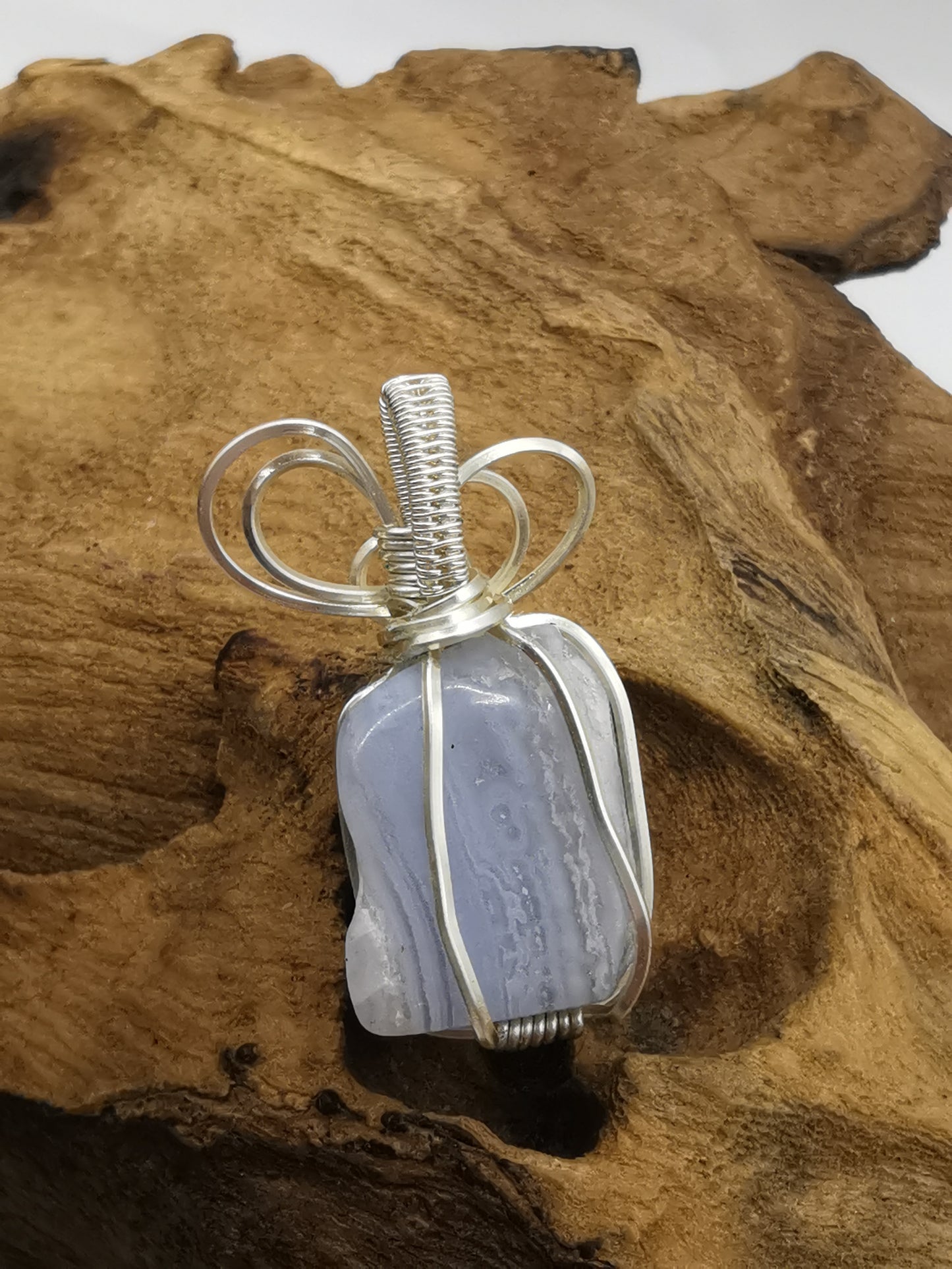 Blue Lace Agate Crystal Pendant