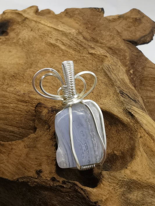 Blue Lace Agate Crystal Pendant