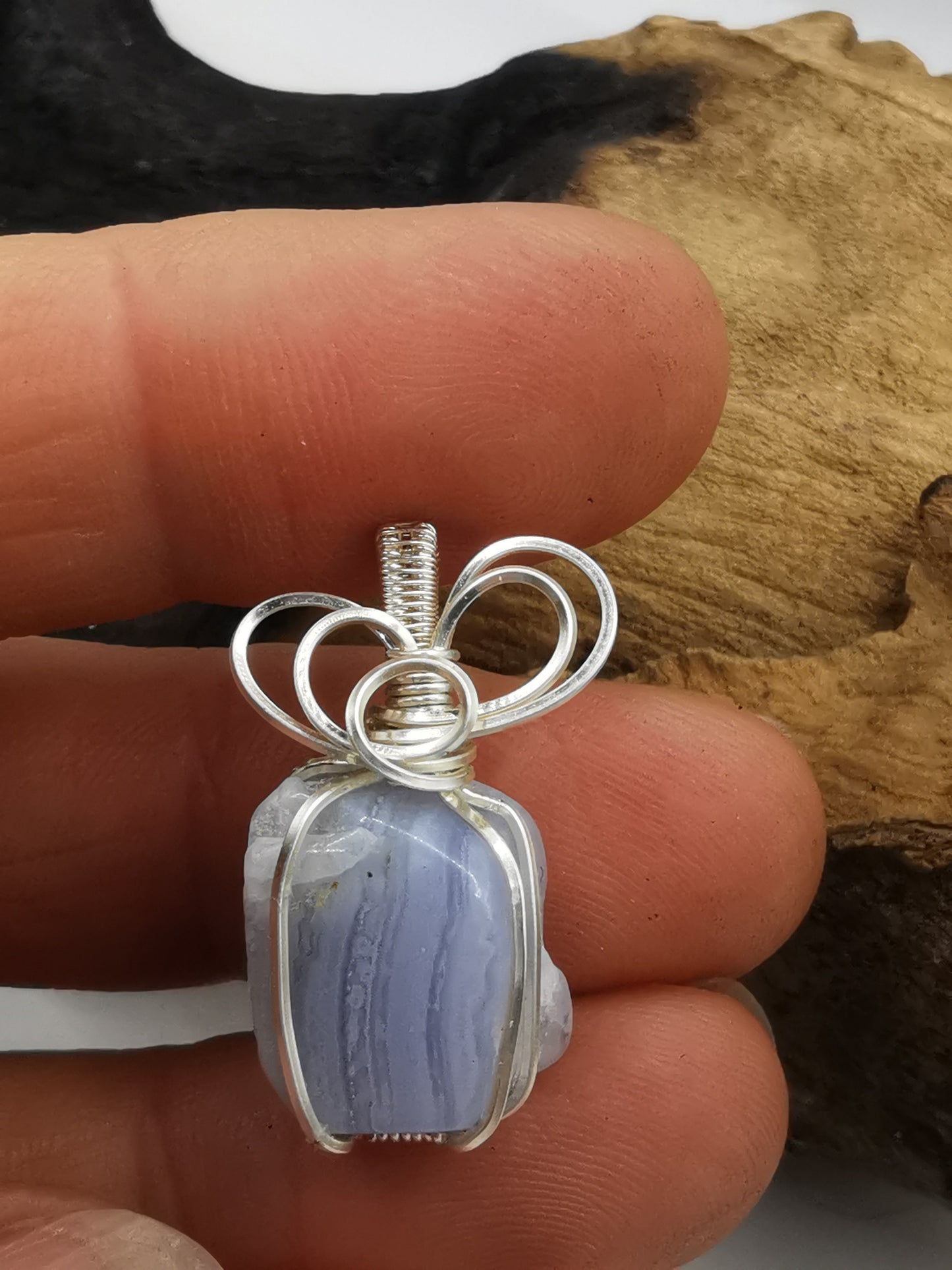 Blue Lace Agate Crystal Pendant
