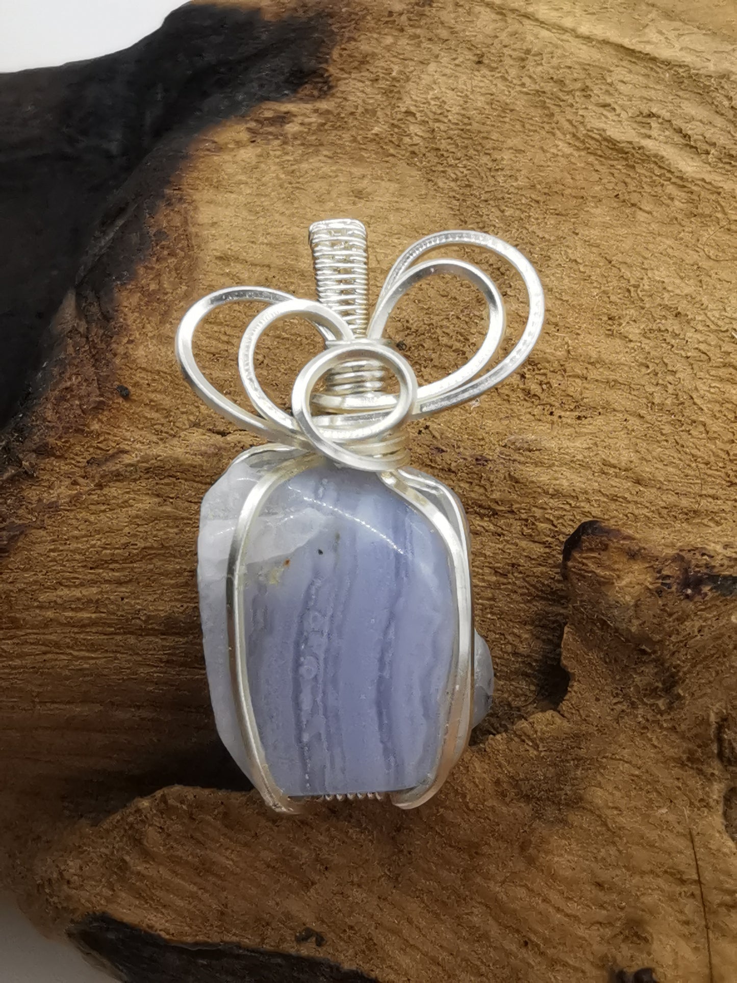 Blue Lace Agate Crystal Pendant