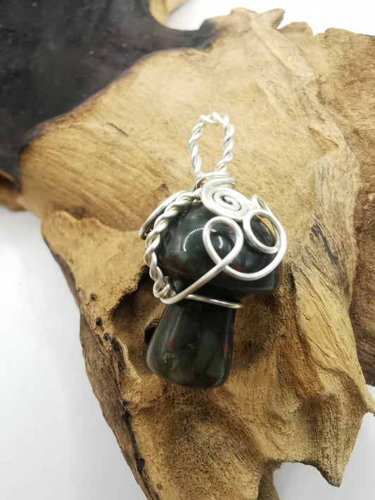 Blood Stone Mushroom Crystal Pendant