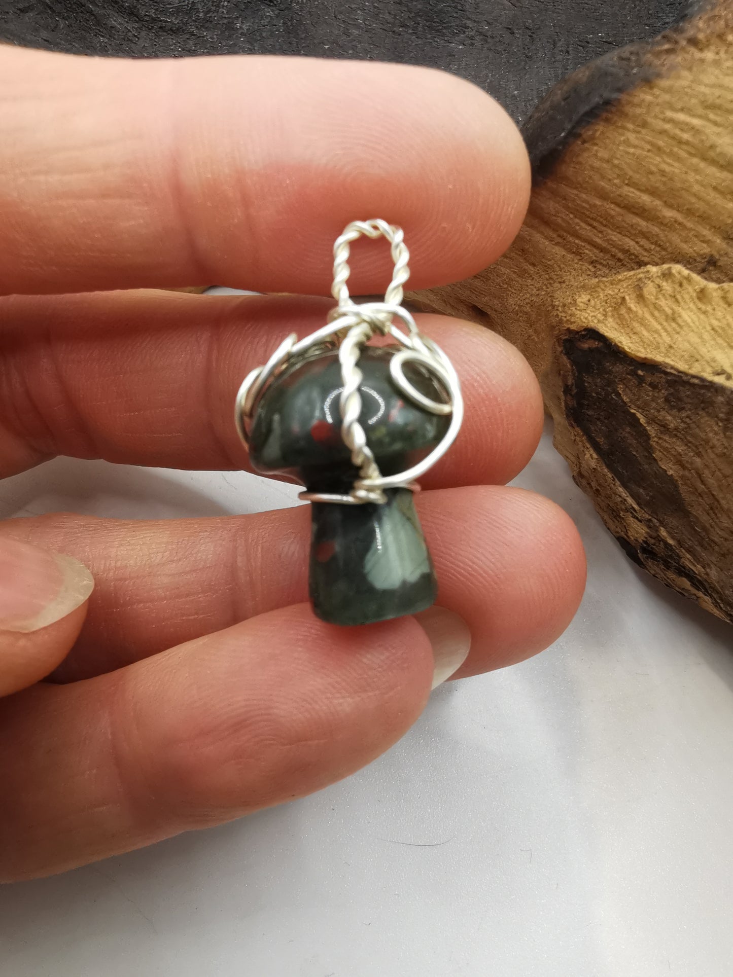 Blood Stone Mushroom Crystal Pendant