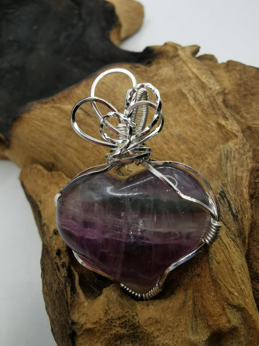 Fluorite Heart Crystal Pendant