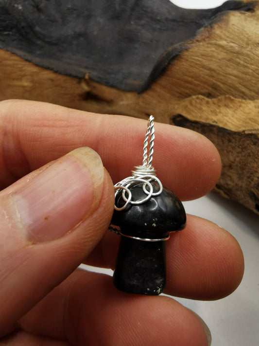 Rhodonite Mushroom Crystal Pendant