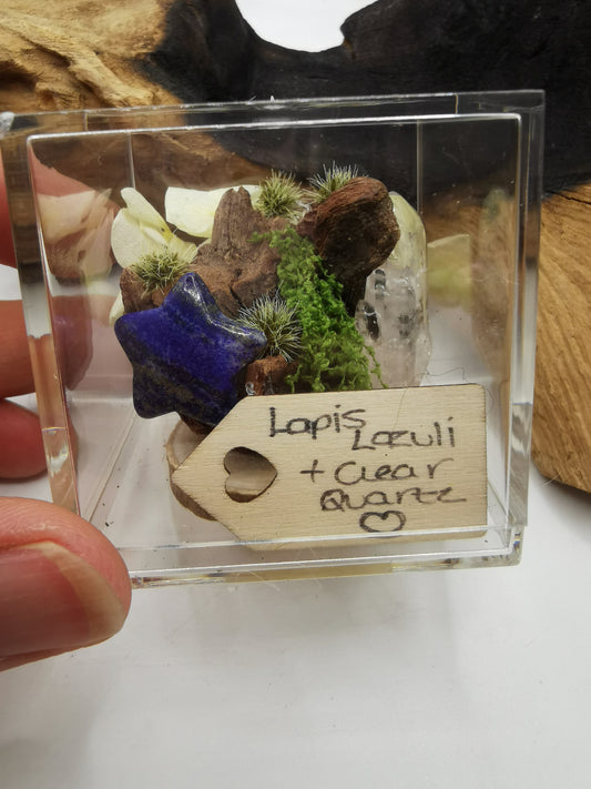 Lapis Lazuli Star & Clear Quartz Crystal Driftwood Ornament
