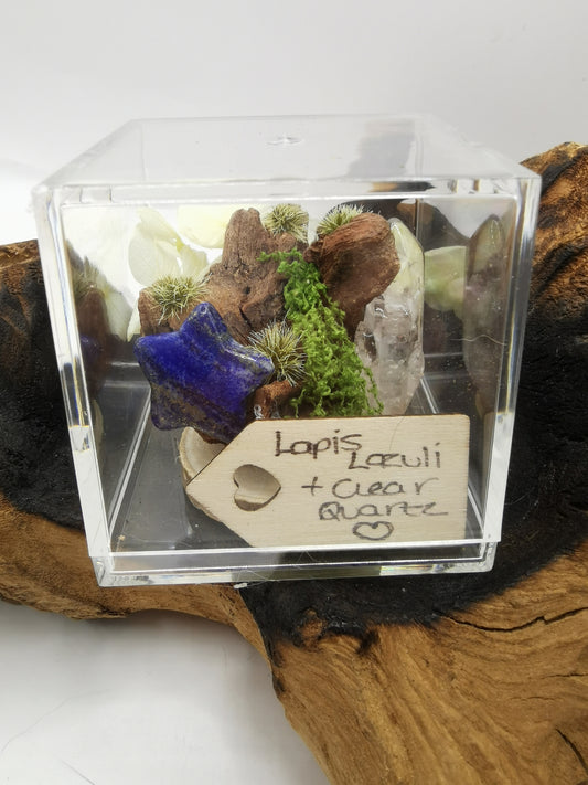Lapis Lazuli Star & Clear Quartz Crystal Driftwood Ornament