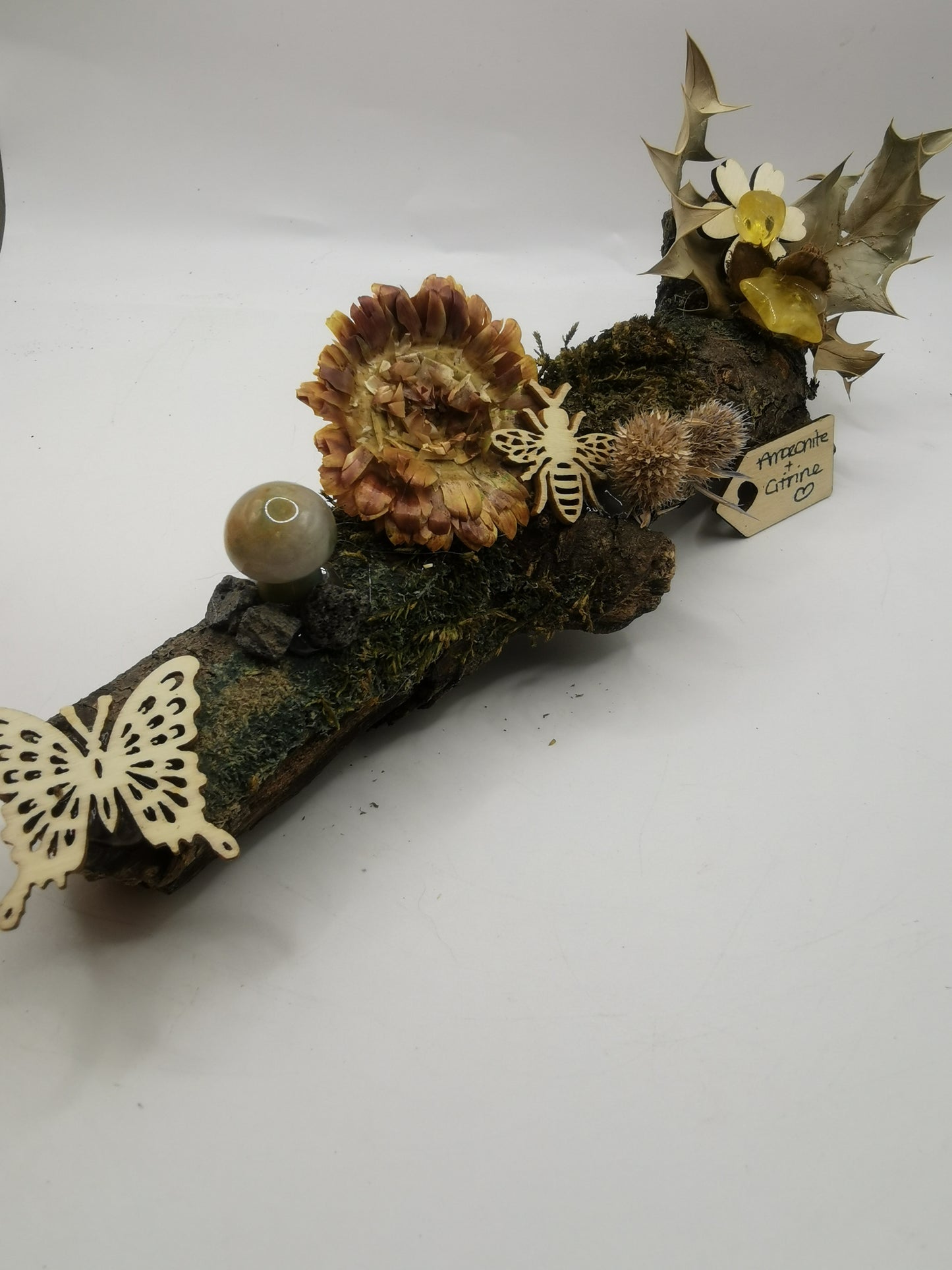 Amazonite Mushroom & Citrine Large Driftwood Ornament