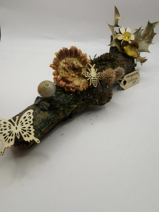Amazonite Mushroom & Citrine Large Driftwood Ornament