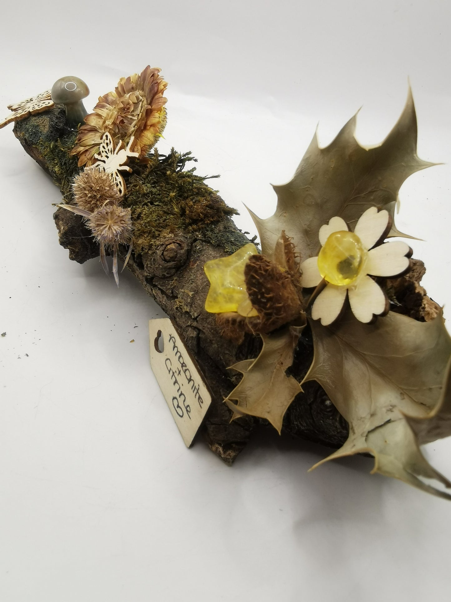 Amazonite Mushroom & Citrine Large Driftwood Ornament