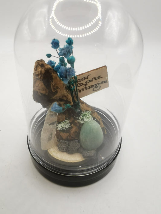 Clear Quartz & Amazonite Crystal Dome Terrarium