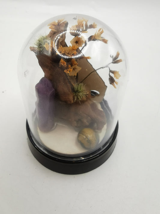 Amethyst Point & Tigers Eye Crystal Dome Terrarium