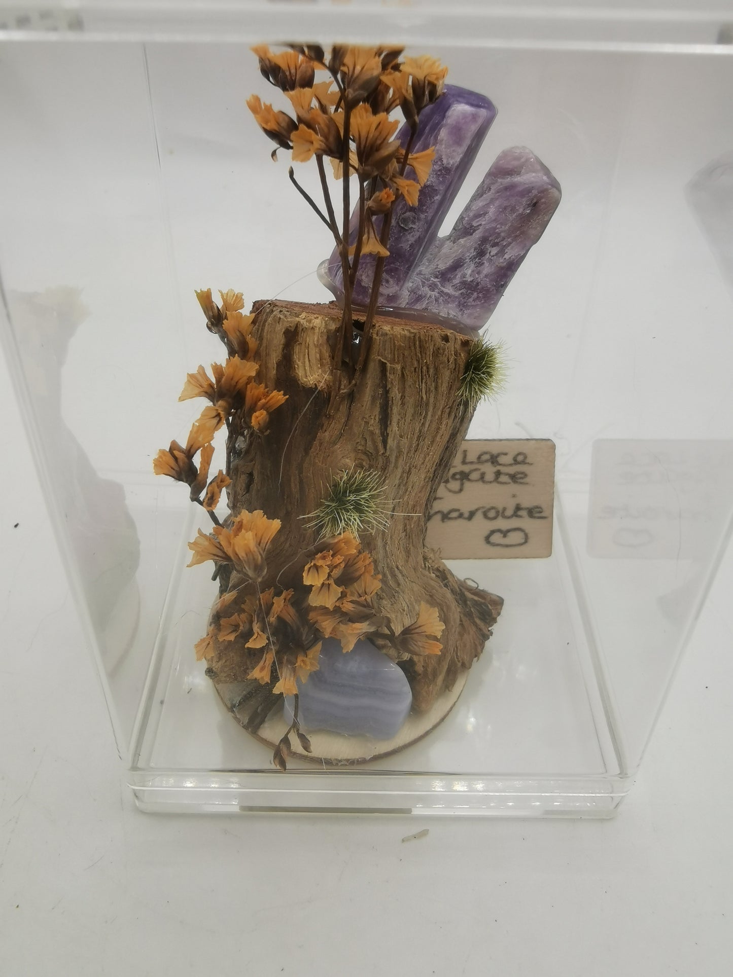 Blue Lace Agate & Charoite Crystal Driftwood Ornament