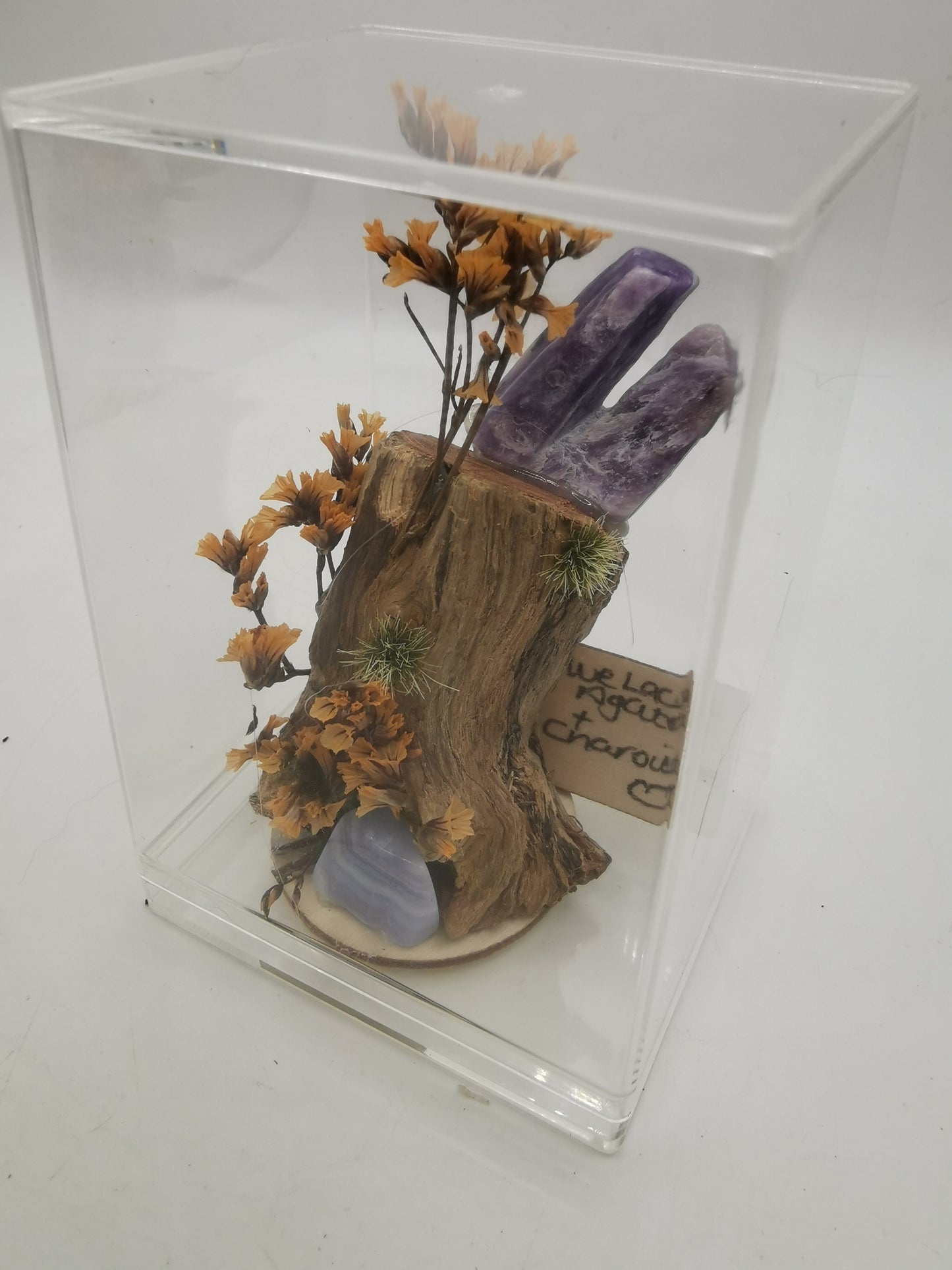 Blue Lace Agate & Charoite Crystal Driftwood Ornament