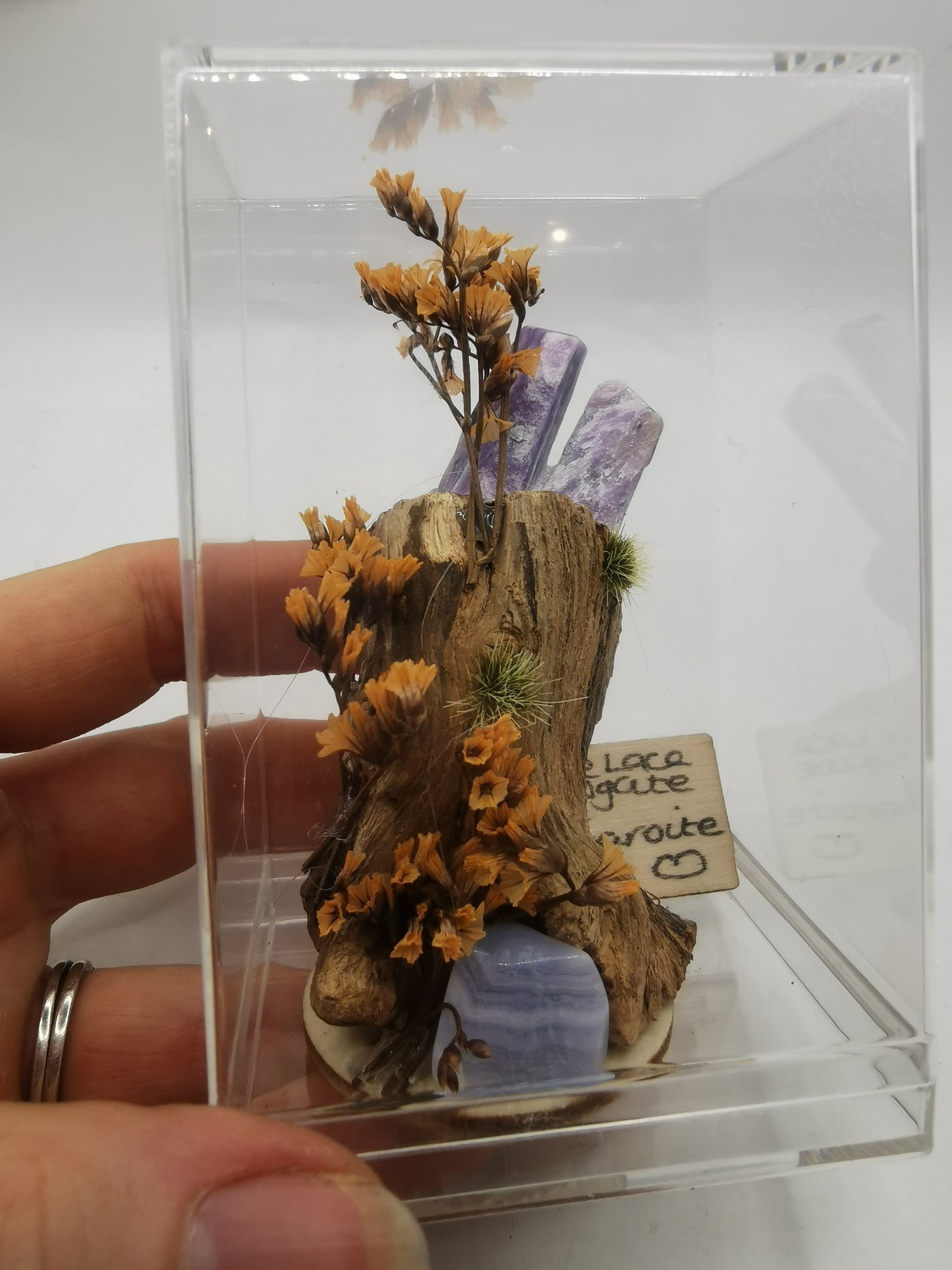 Blue Lace Agate & Charoite Crystal Driftwood Ornament