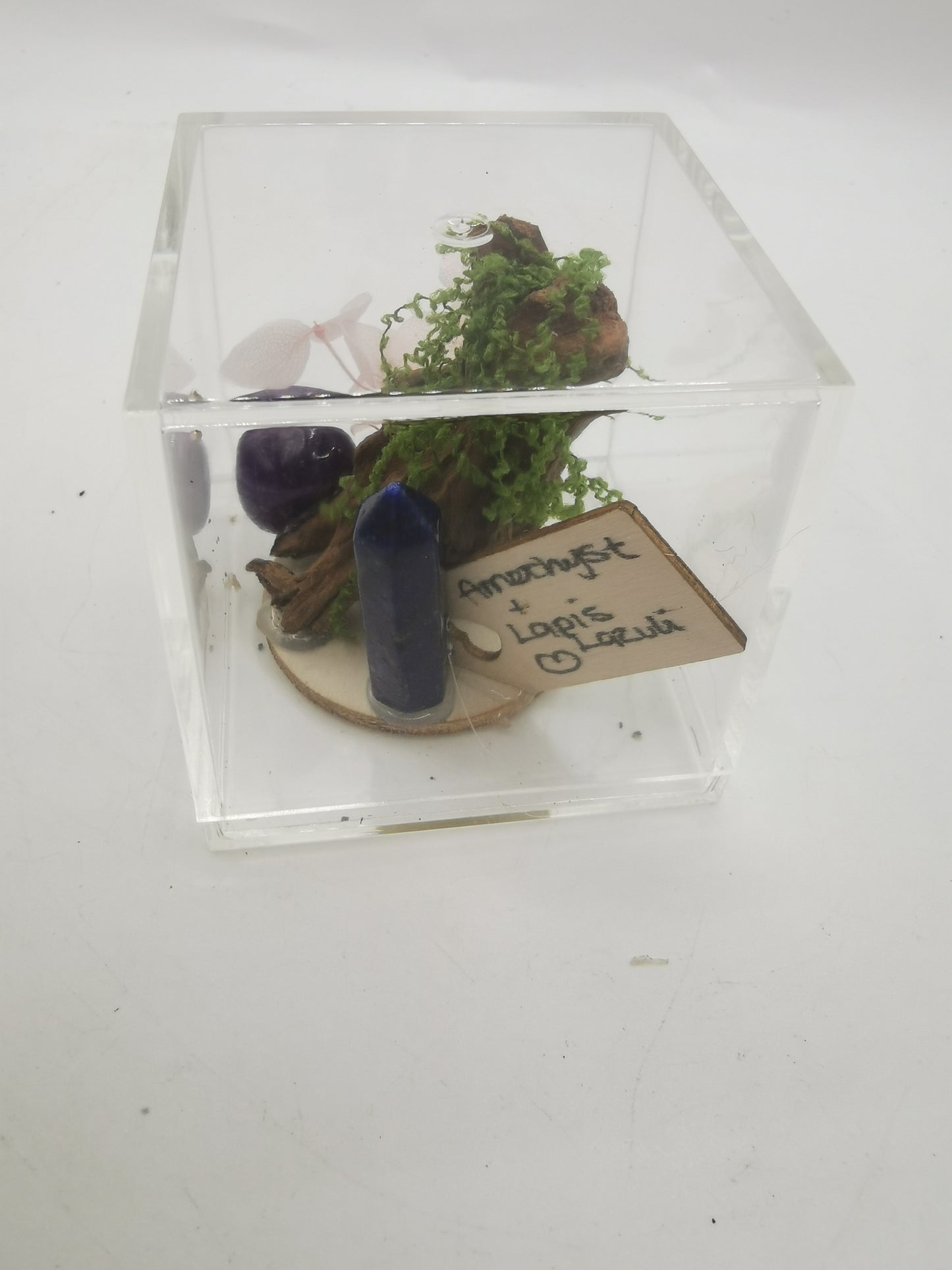 Amethyst & Lapis Lazuli Point Crystal Driftwood Ornament