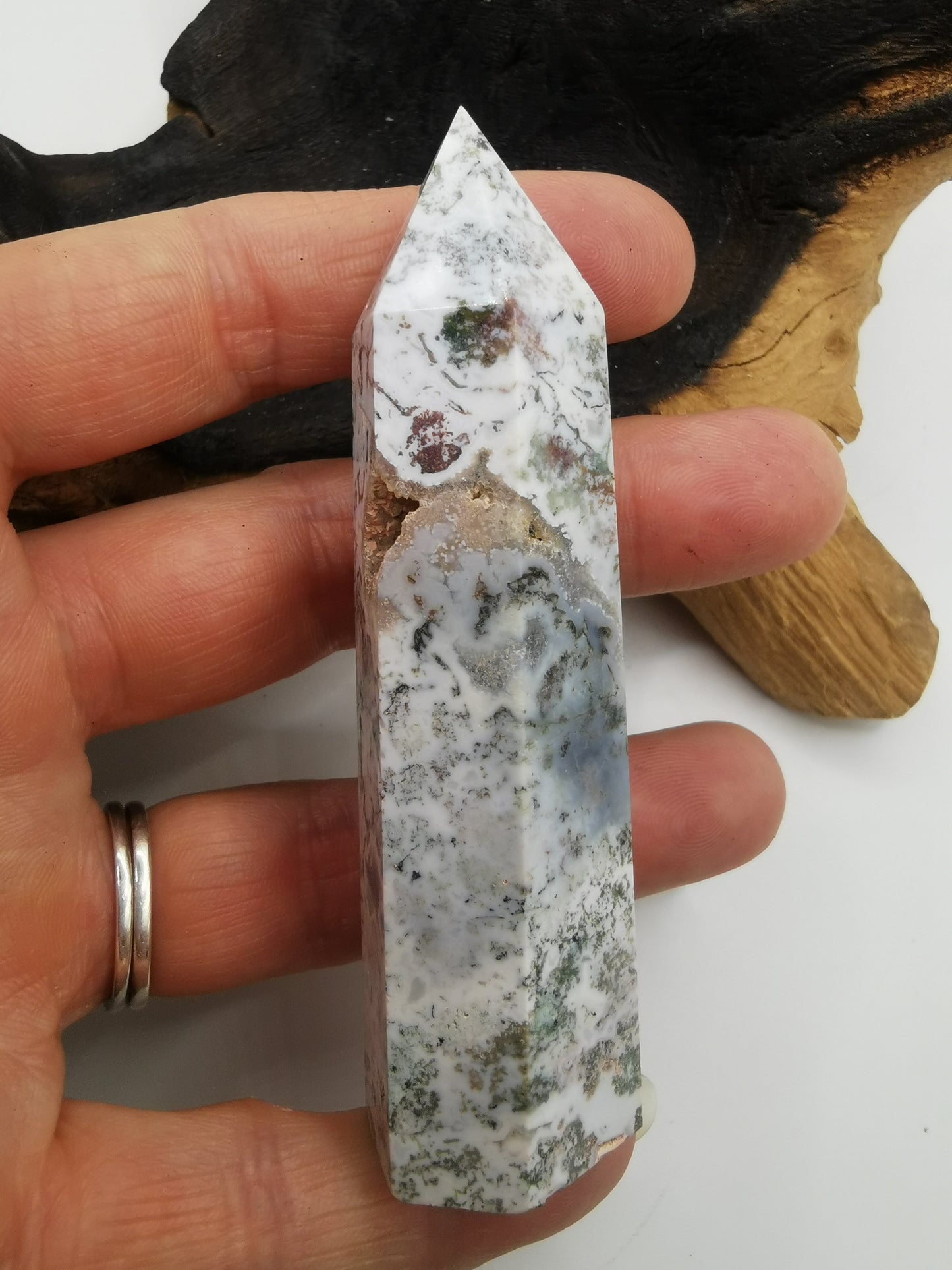 White Moss Agate Point 0