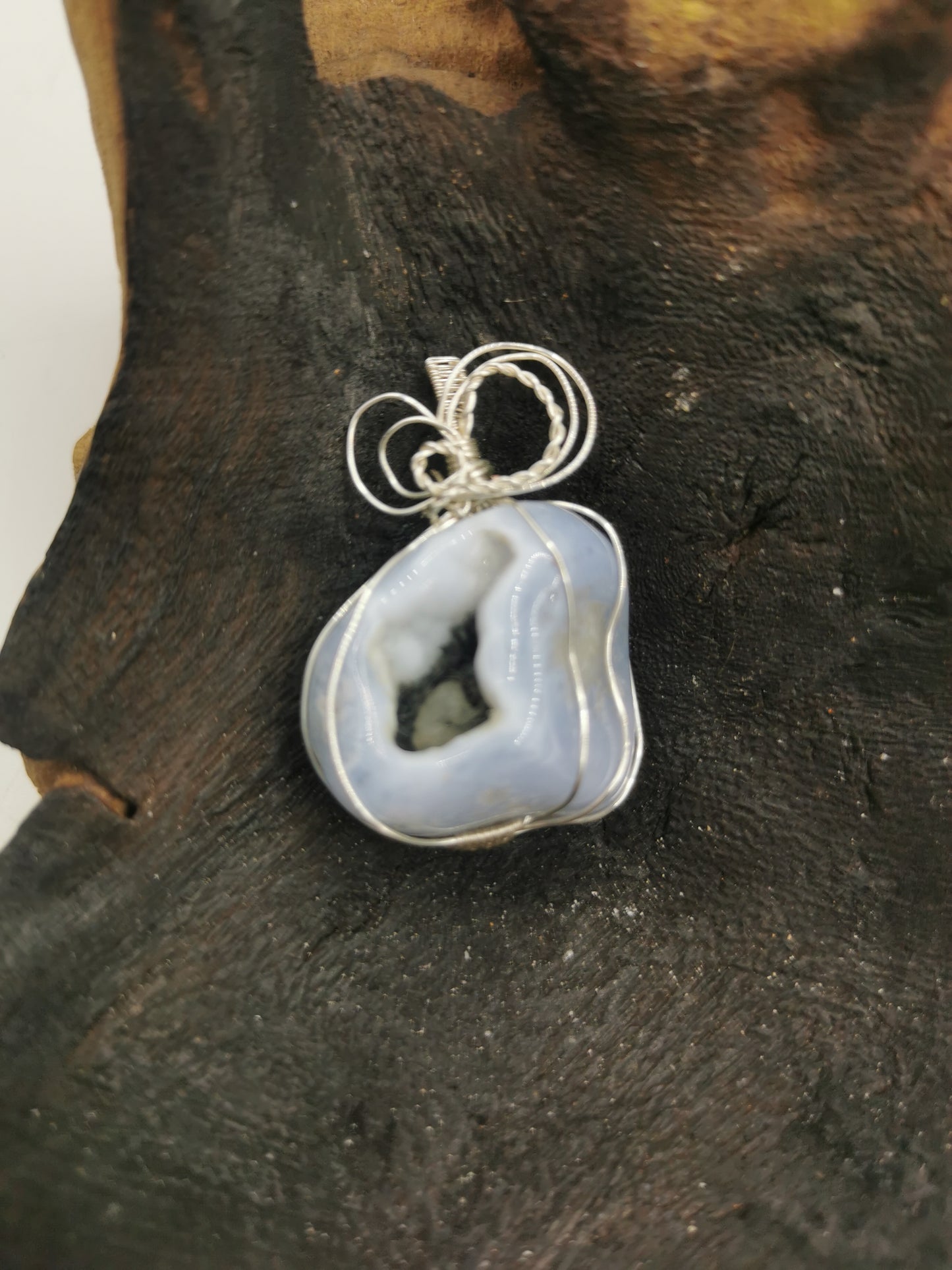 Chalcedony Druzy Crystal Pendant