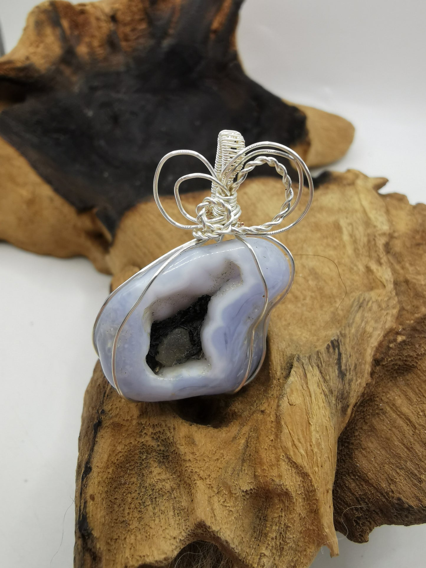 Chalcedony Druzy Crystal Pendant
