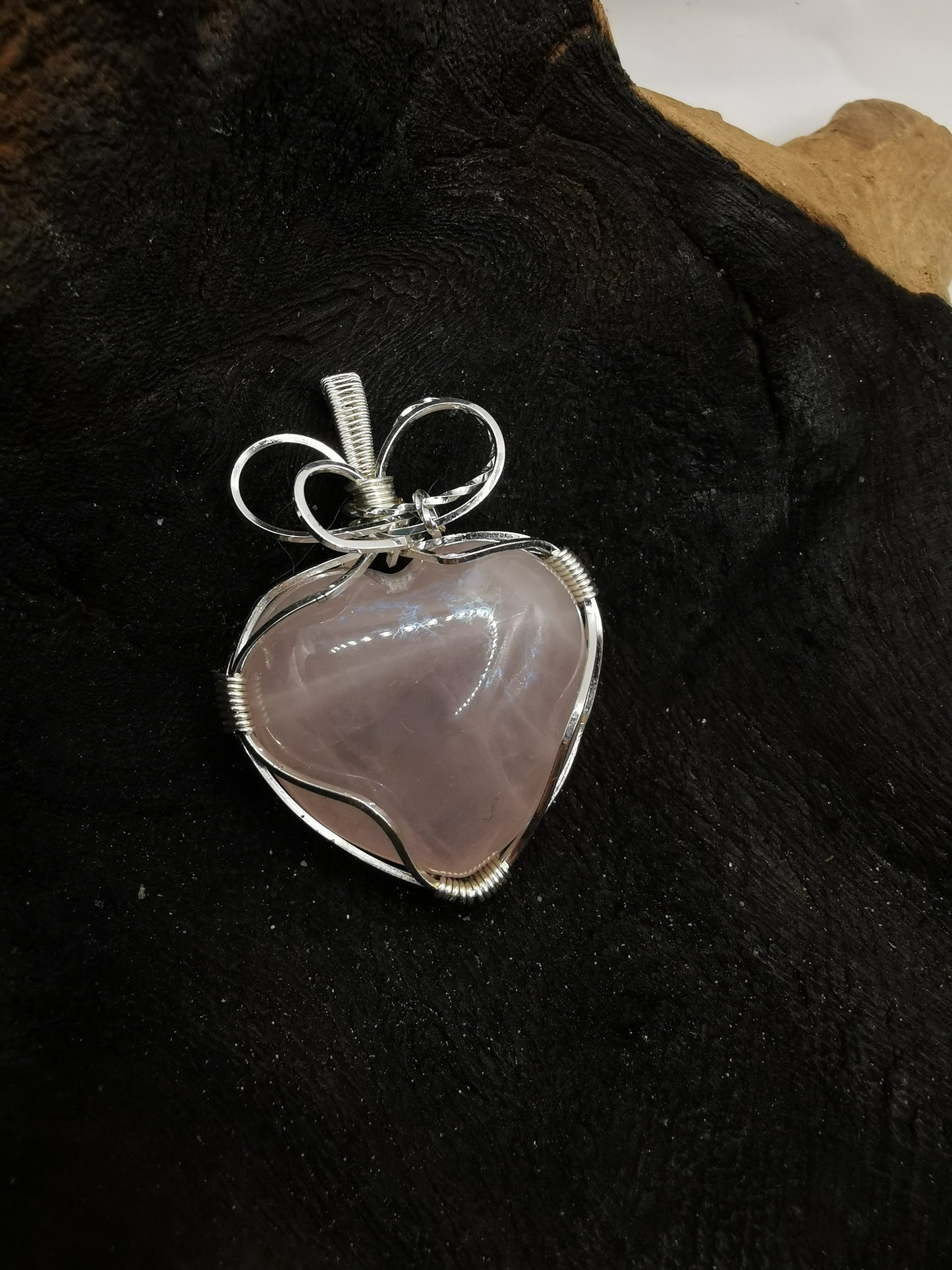 Rose Quartz Aura Heart Crystal Pendant