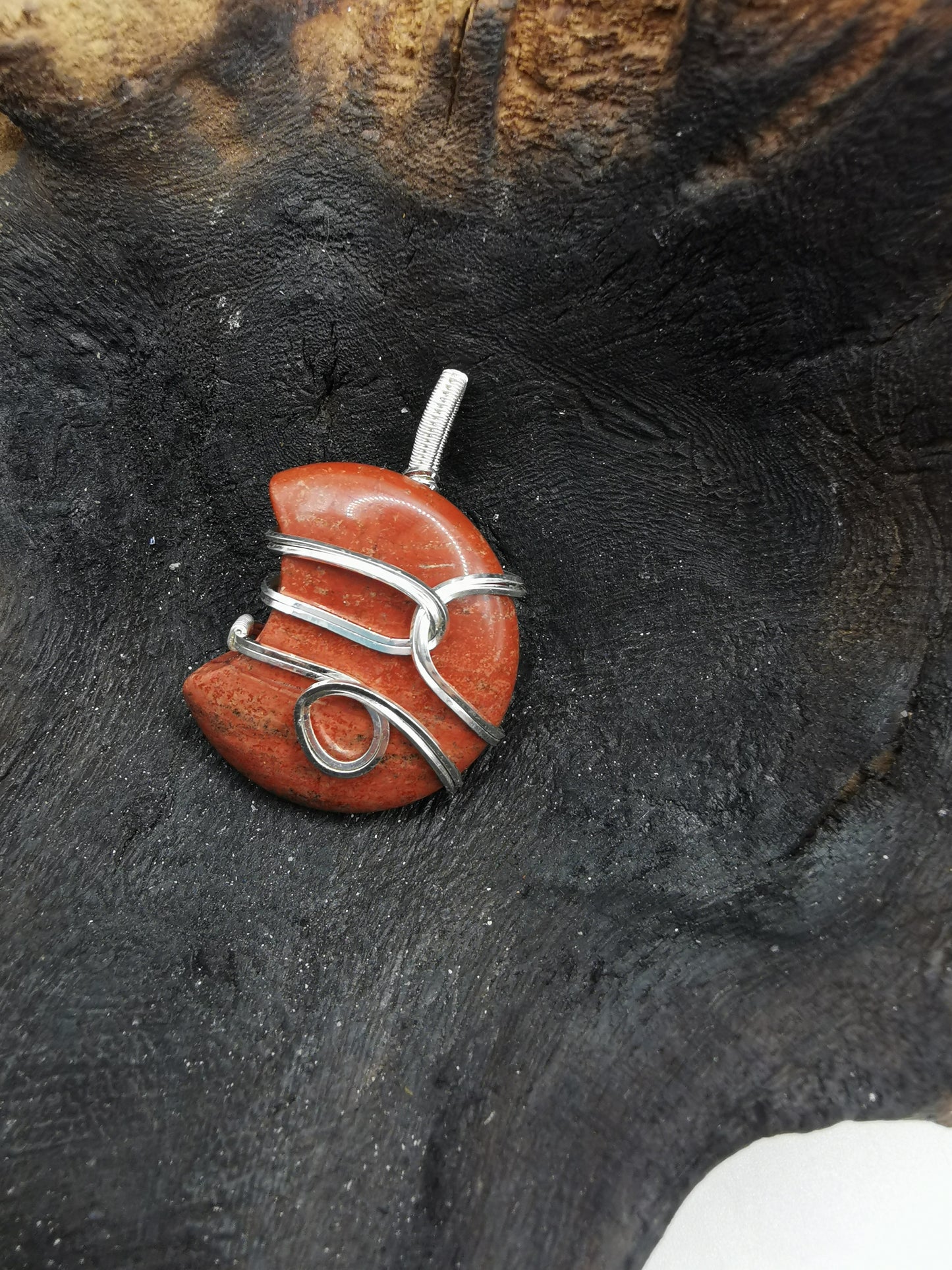 Red Jasper Moon Crystal Pendant