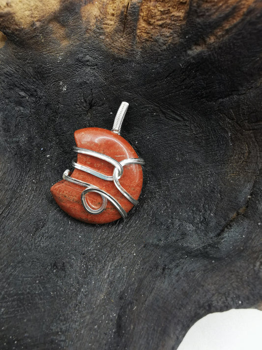 Red Jasper Moon Crystal Pendant