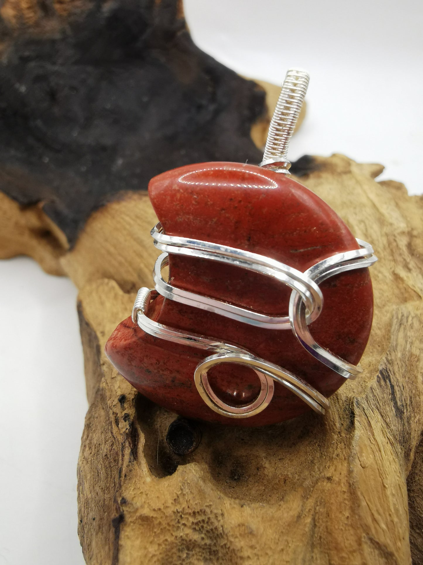 Red Jasper Moon Crystal Pendant