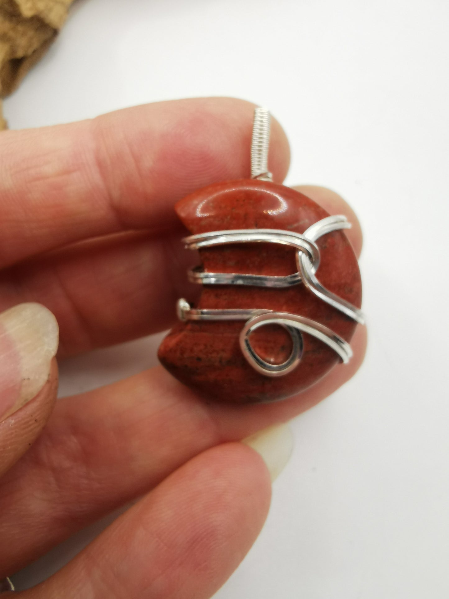 Red Jasper Moon Crystal Pendant