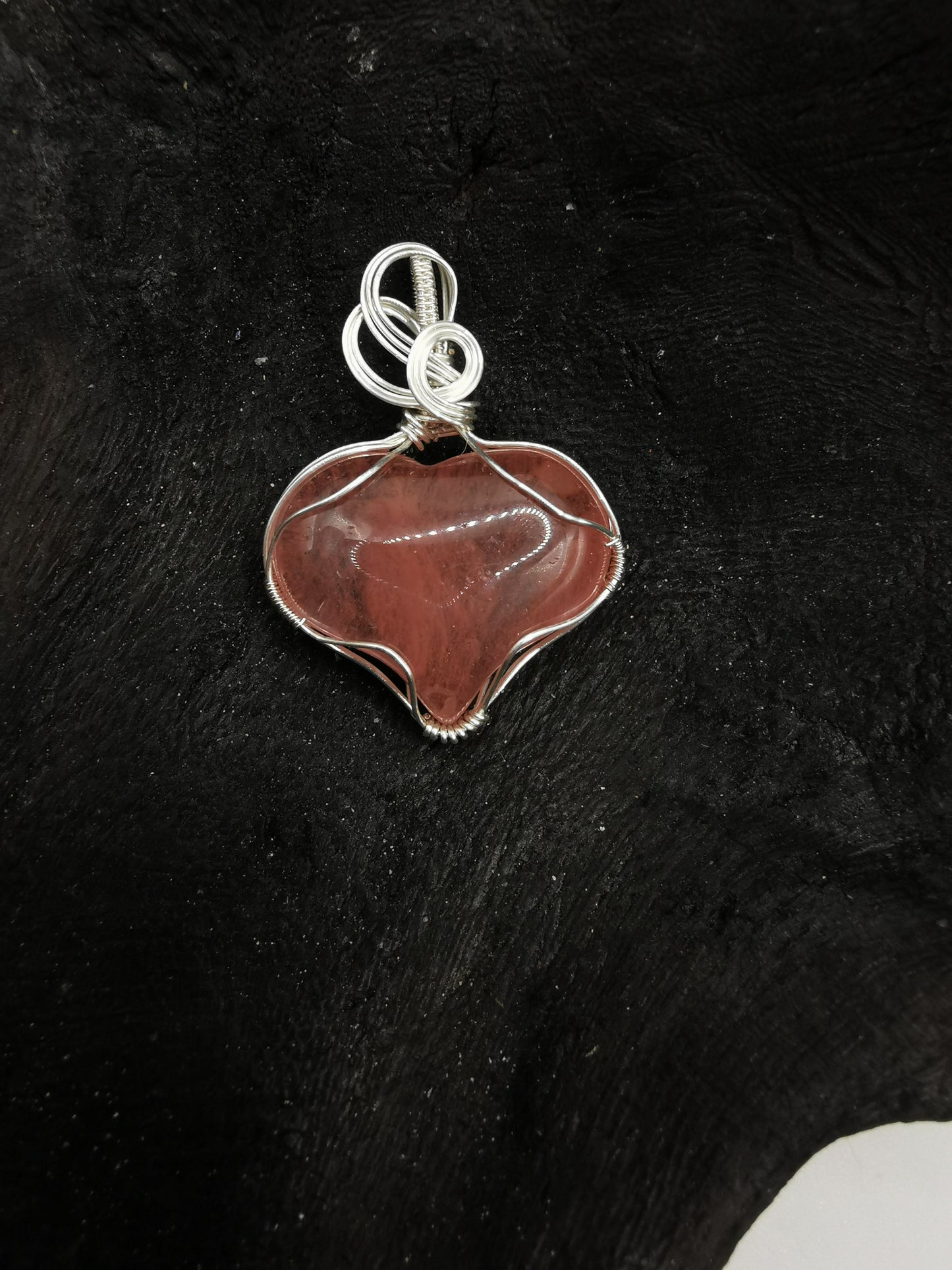 Cherry Quartz Heart Crystal Pendant