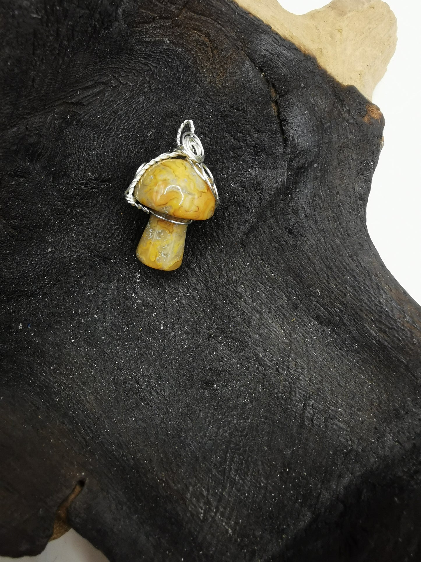 Crazy Lace Mushroom Crystal Pendant