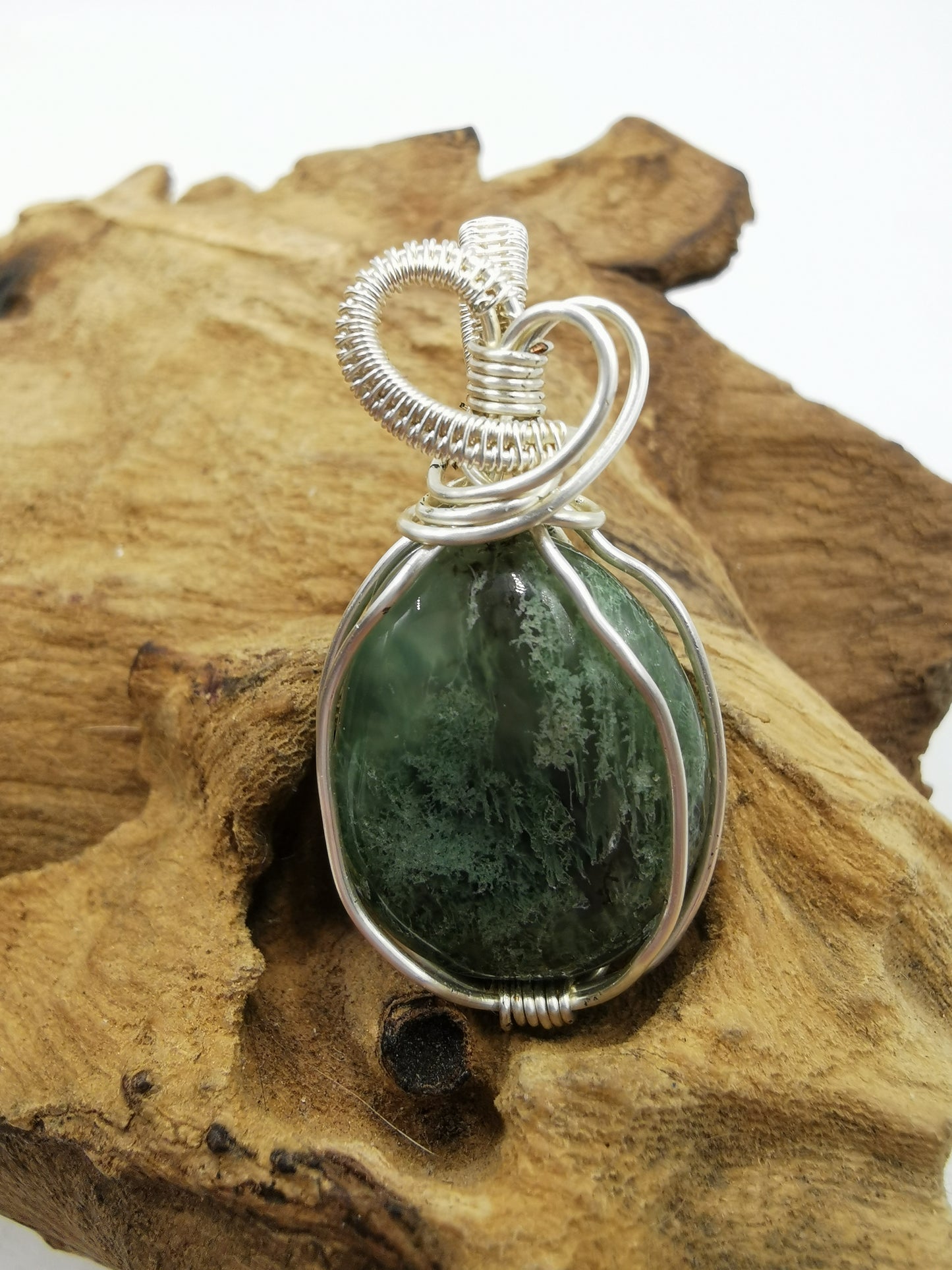 Moss Agate Crystal Pendant